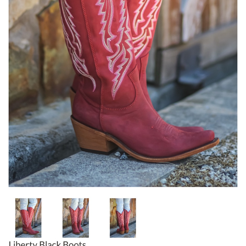LIBERTY Black Red Western Boots - Picture 6 of 7
